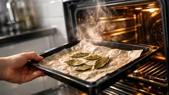 Lorbeerblatt im Backofen: der einfache Trick gegen Fett- und Fischgeruch